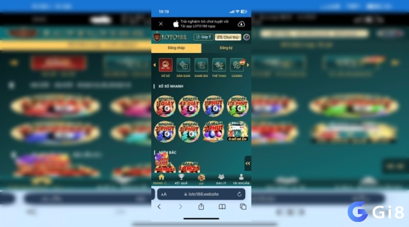 Trên giao diện app Loto188 anh em click “xổ số