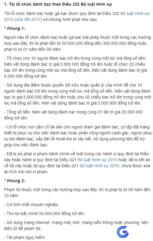 Những hình phạt áp dụng cho hành vi vi phạm trong hoạt động đánh bạc.