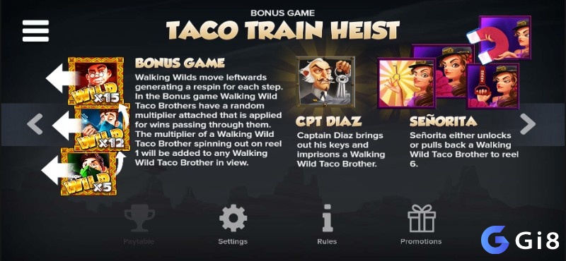 Trong Bonus game, Taco Brothers sẽ trở thành các hệ số nhân Multiplier ngẫu nhiên